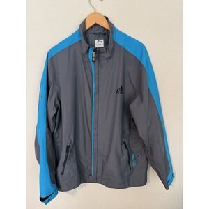 Adidas Gore-Tex Men's L Full  Zip Windbreaker Jacket Gray Blue Waterproof - READ